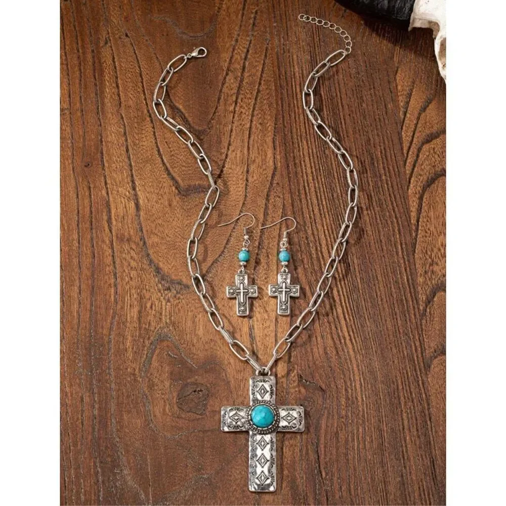 Cross Earring Necklace Set